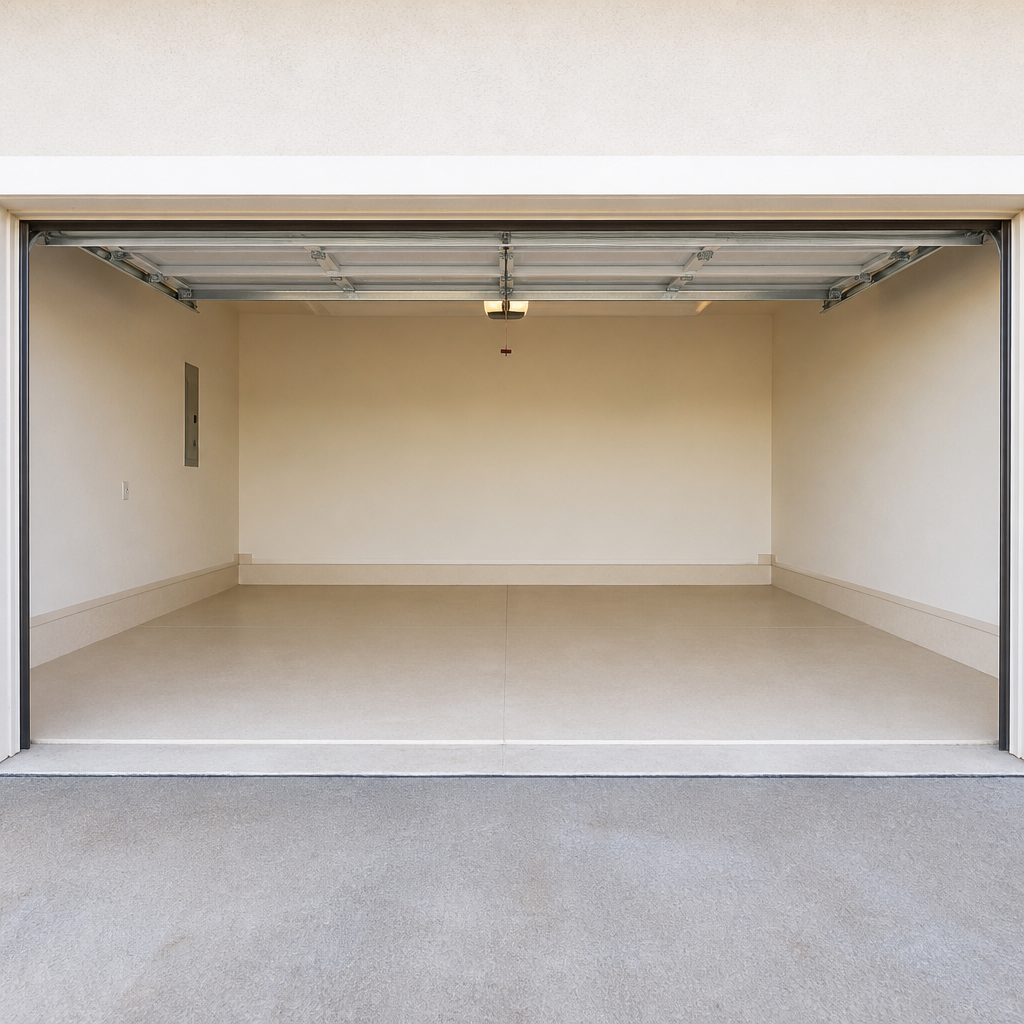 Same garage empty and clean after cleanout