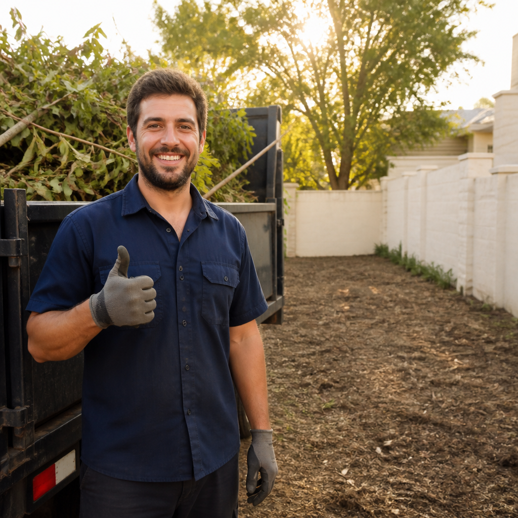 Crew finishing a yard waste haul